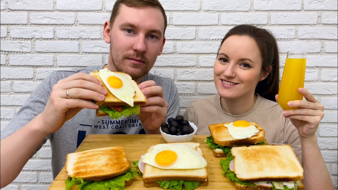 МУКБАНГ КЛАБ СЭНДВИЧИ ЗАВТРАК РЕЦЕПТ ГОТОВИМ САМИ ответы на вопросы MUKBANG  SANDWICH BREAKFAST