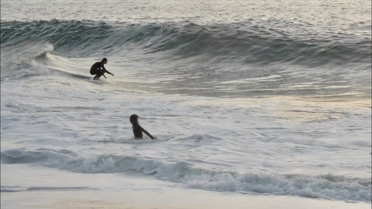 Pro Skimboarders Ride a Weird Backwash Wave in Laguna Beach
