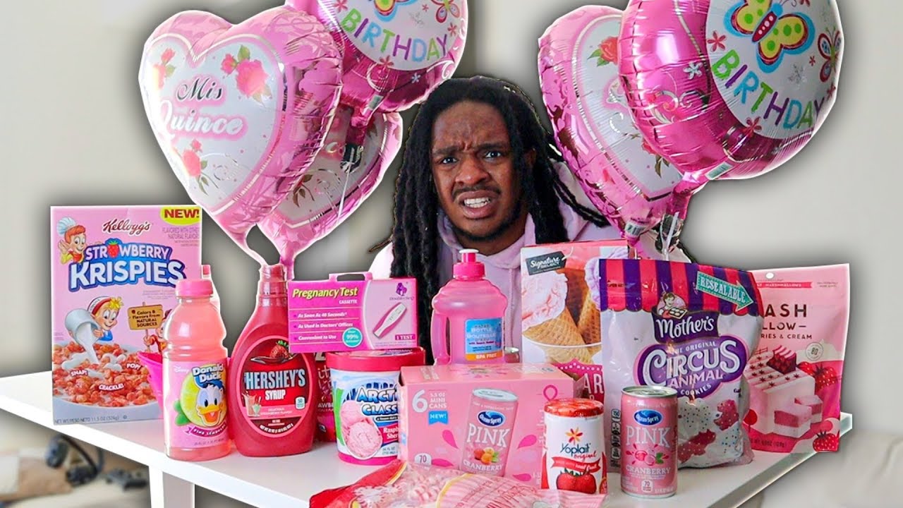 I Only Ate PINK FOODS for 24 HOURS Challenge..