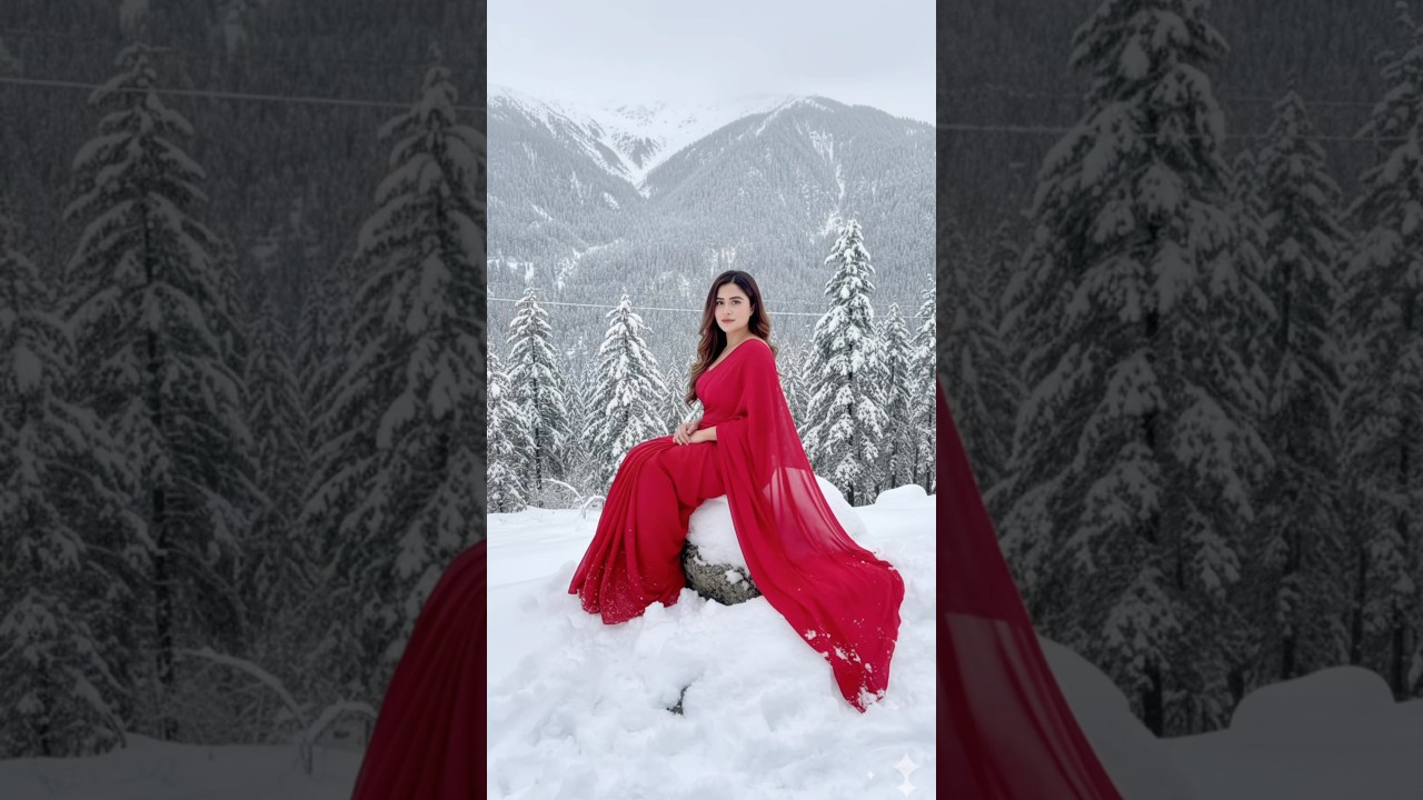 Felt like Im in a YRF movie #snow #saree #yrf #geminiai #trend #shorts #viral #trendingnow #ytshort