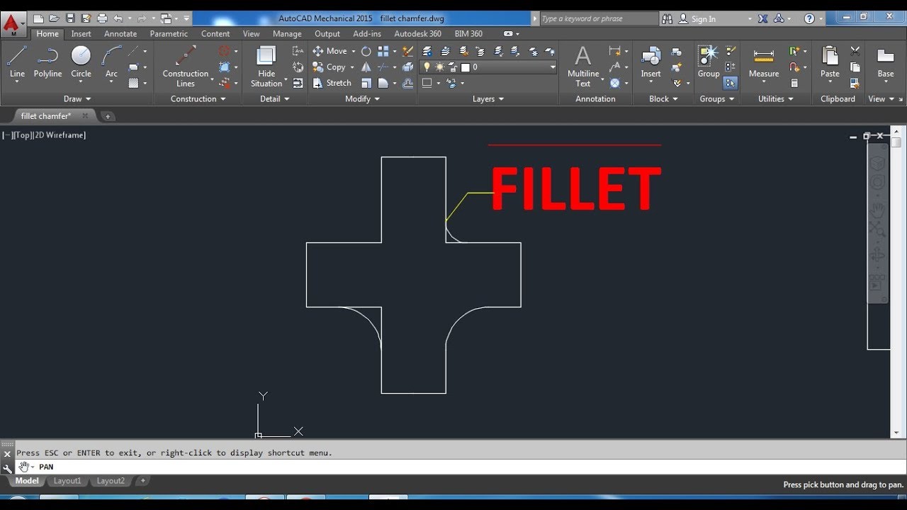 AutoCAD 2015 tutorials: How to use fillet command [Hindi]