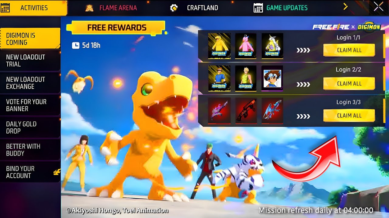 FF DIGIMON EVENT FREE REWARDS 🤯 UPCOMING NEW EVENTS FF 🔥 GOT 🤑 EVO MP5 🔫 NEW EVENT FREE FIRE 🔥🔥