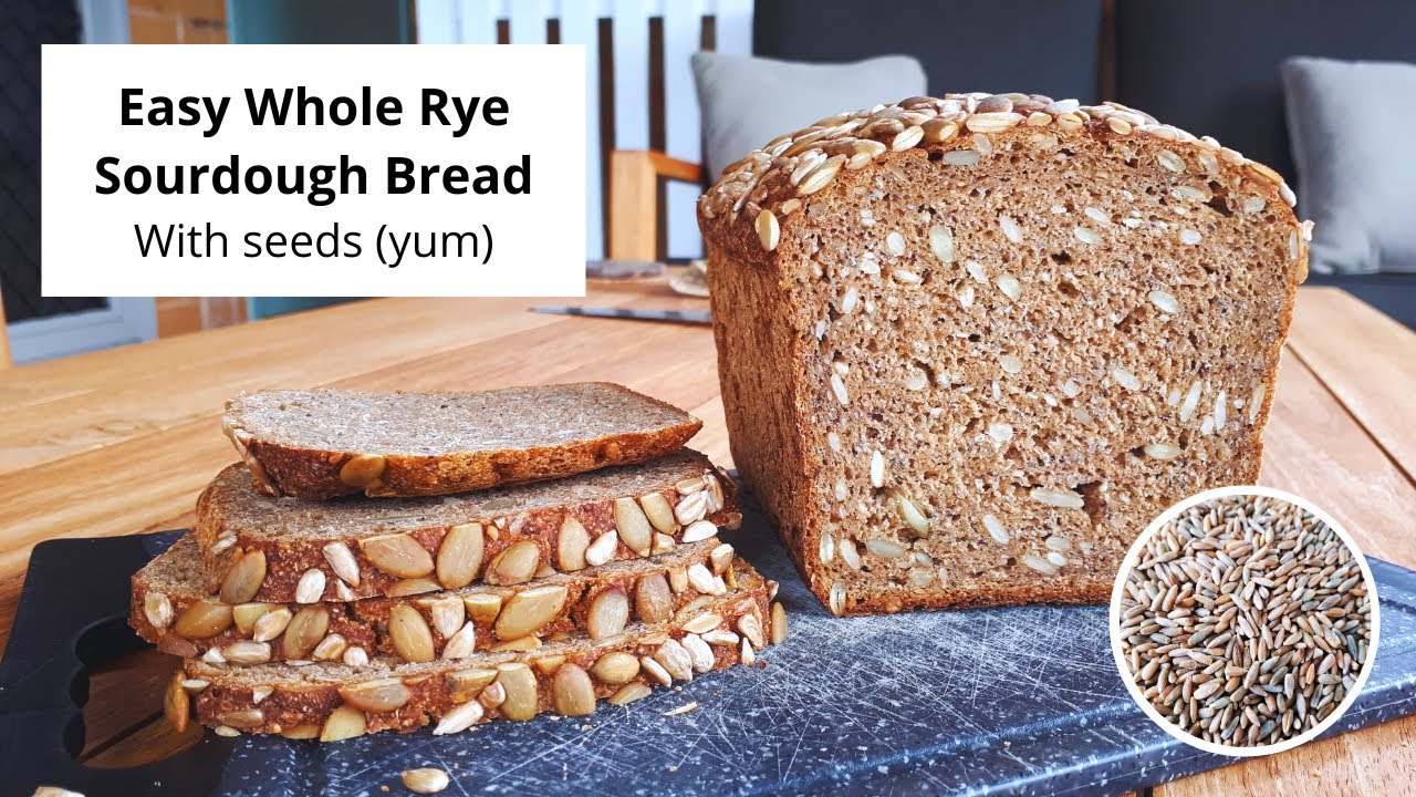 100% Whole Grain Rye Sourdough Bread with Seeds (very easy to make!)