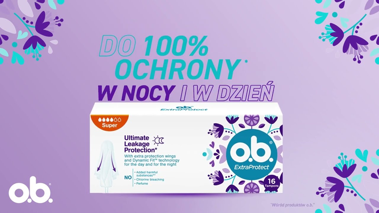 Odkryj nowość o.b.® ExtraProtect, która zapewnia do 100% ochrony w nocy i w dzień!