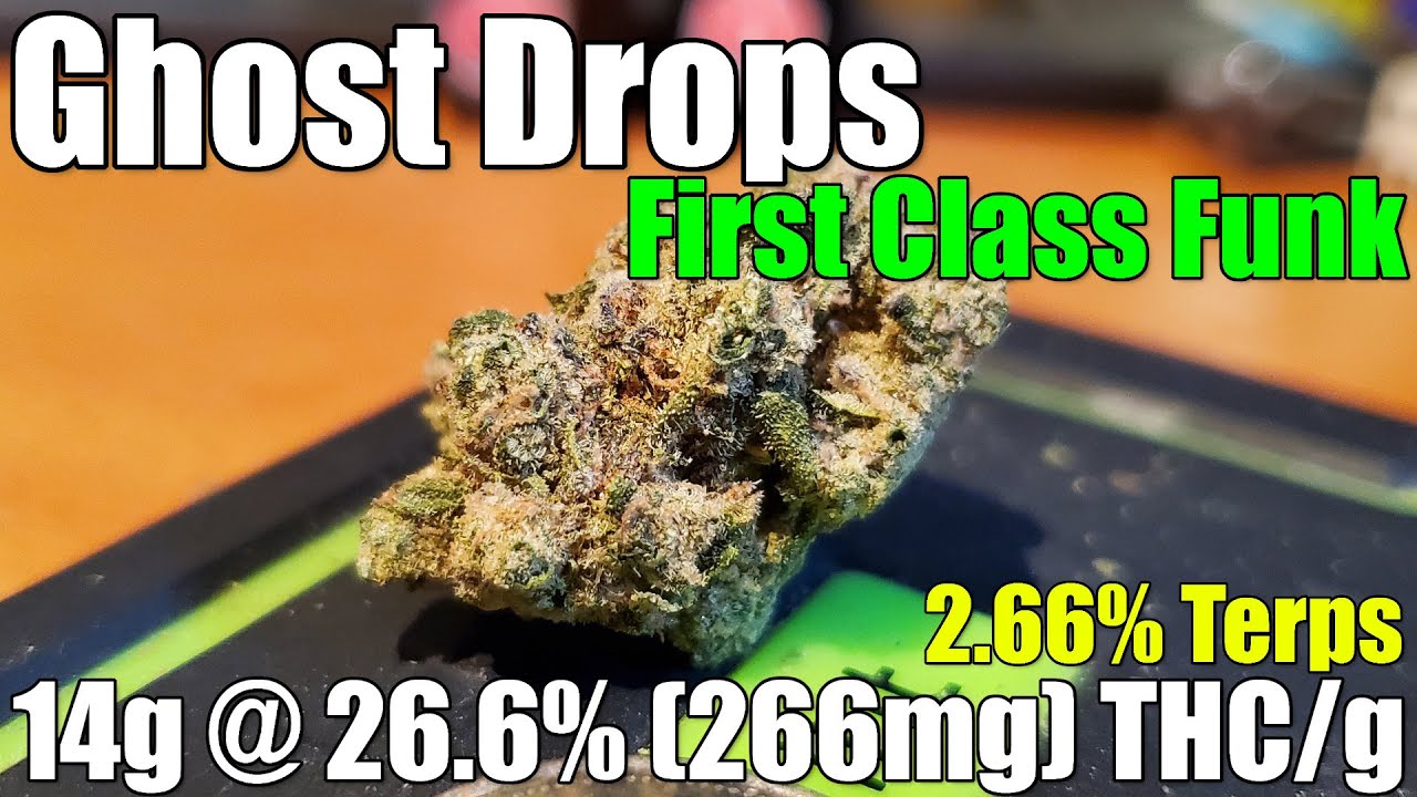 Ghost Drops - First Class Funk - Review - 26.6% (266mg) THC/g | 2.66% Terps (+Extreme Closeups)
