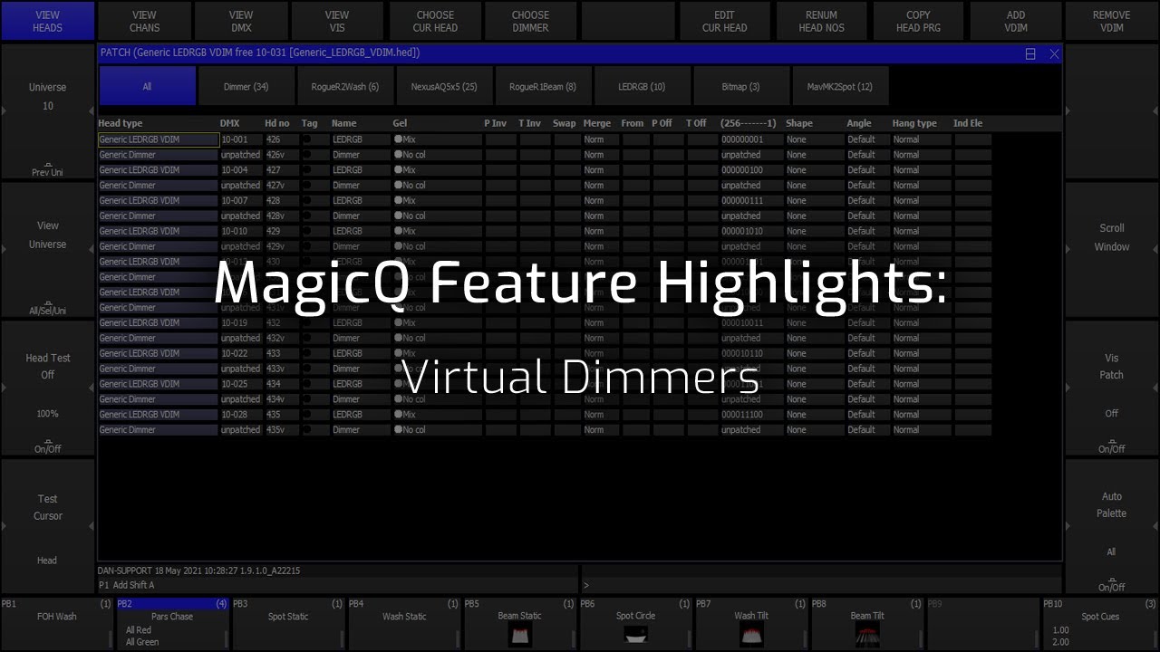 MagicQ Feature Videos: Virtual Dimmers