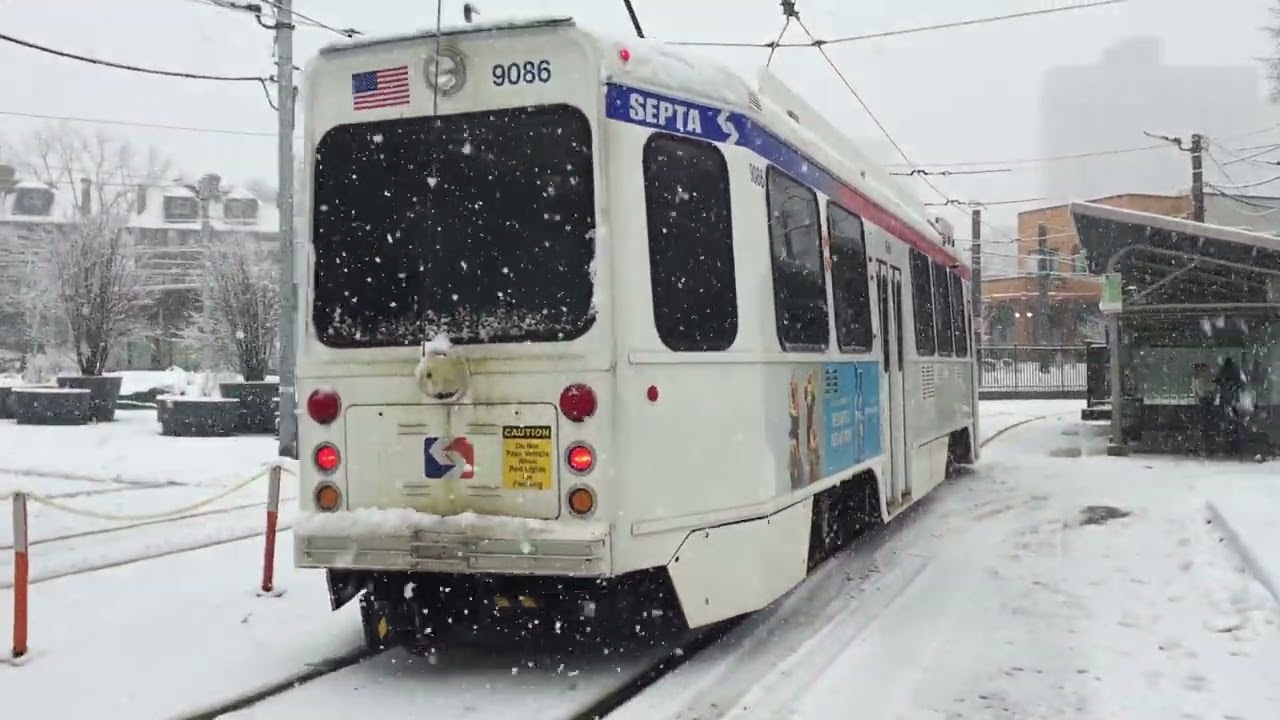 Septa trolley enter 40th Street portal in the snow #septa #septatrolley