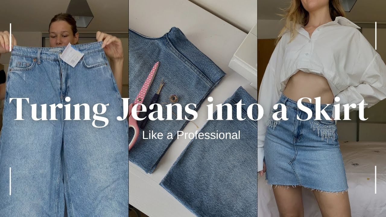 The only Tutorial you will need to Turn Jeans into a Skirt ✨👖