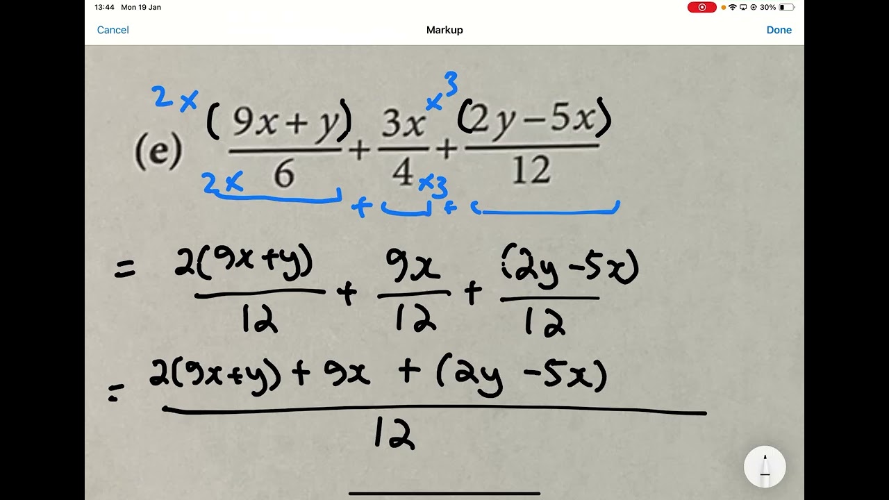 2G2 addition and subtraction of algebraic fraction part 2
