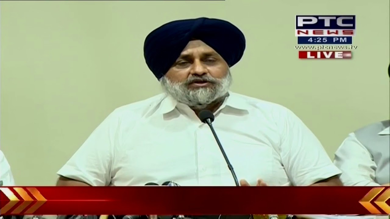 Shiromani Akali Dal President Sukhbir Singh Badal addressing  Press Conference