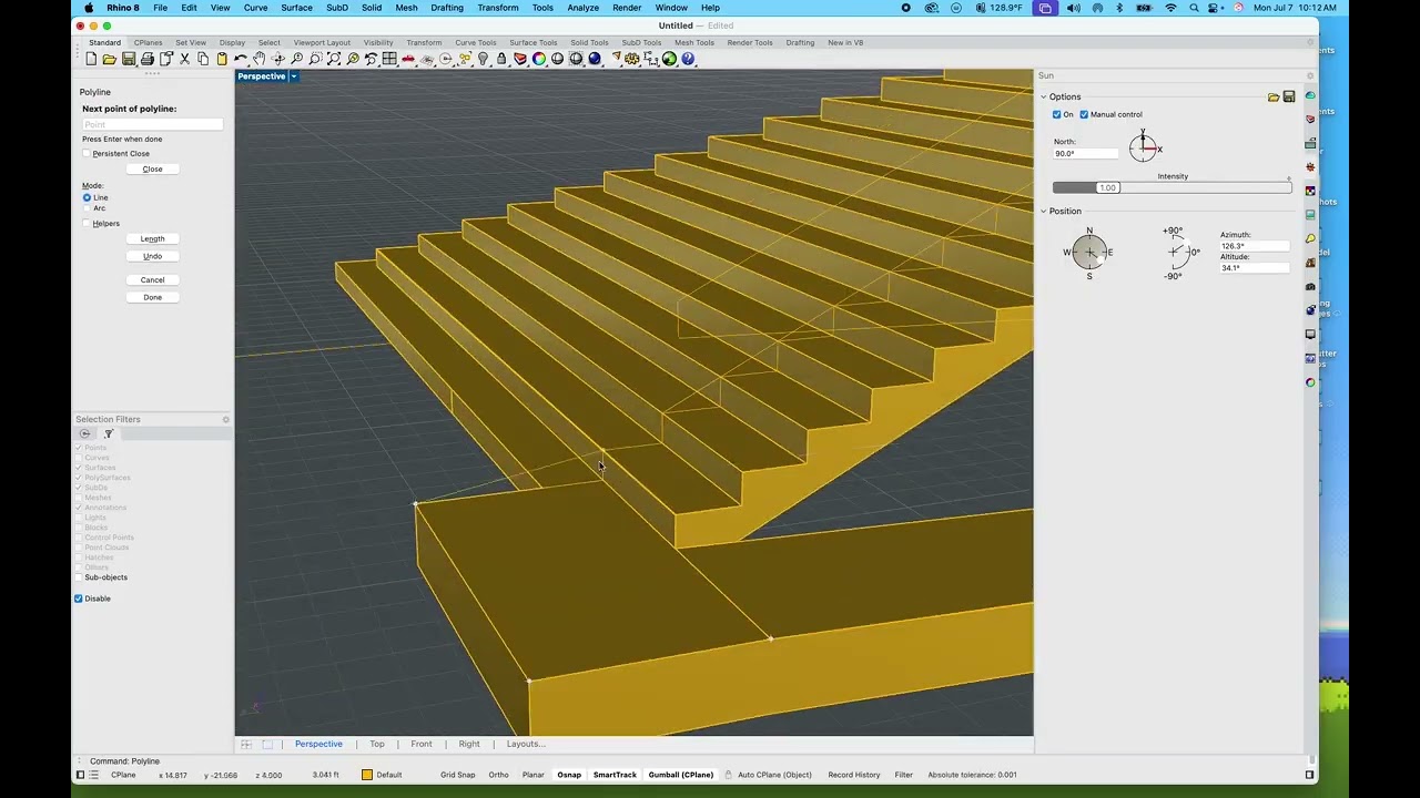 Stairs Ramps and Rails in Rhinoceros 3D Timelapse