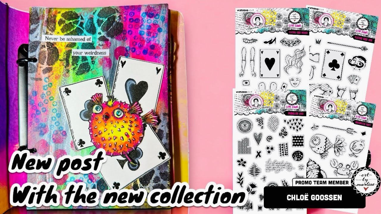 Handy size journal page with the new art by marlene collection, ABM-SI-STAMP649!🐡
