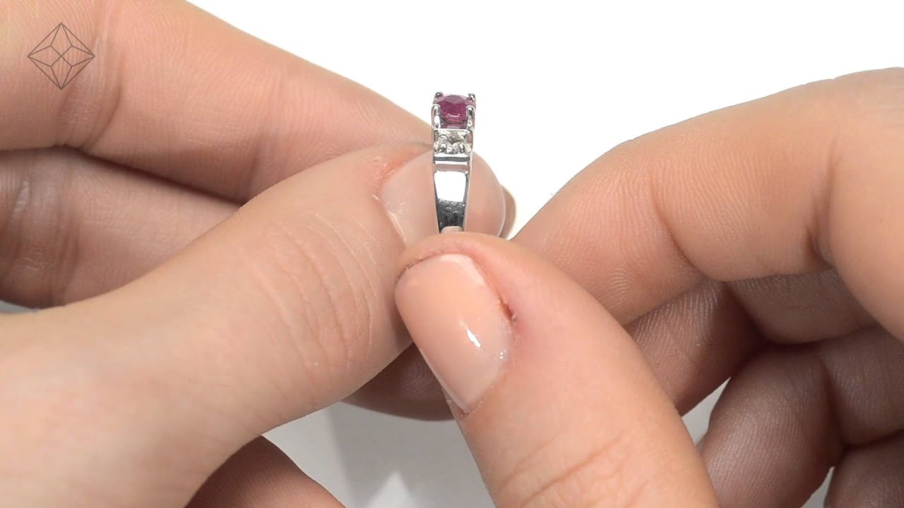 FET38-TY - Ruby 3.75mm And Diamond 18K White Gold Ring
