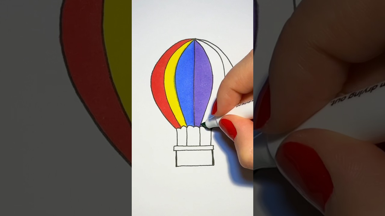How to draw hot air balloon 🎈 Step by step drawing