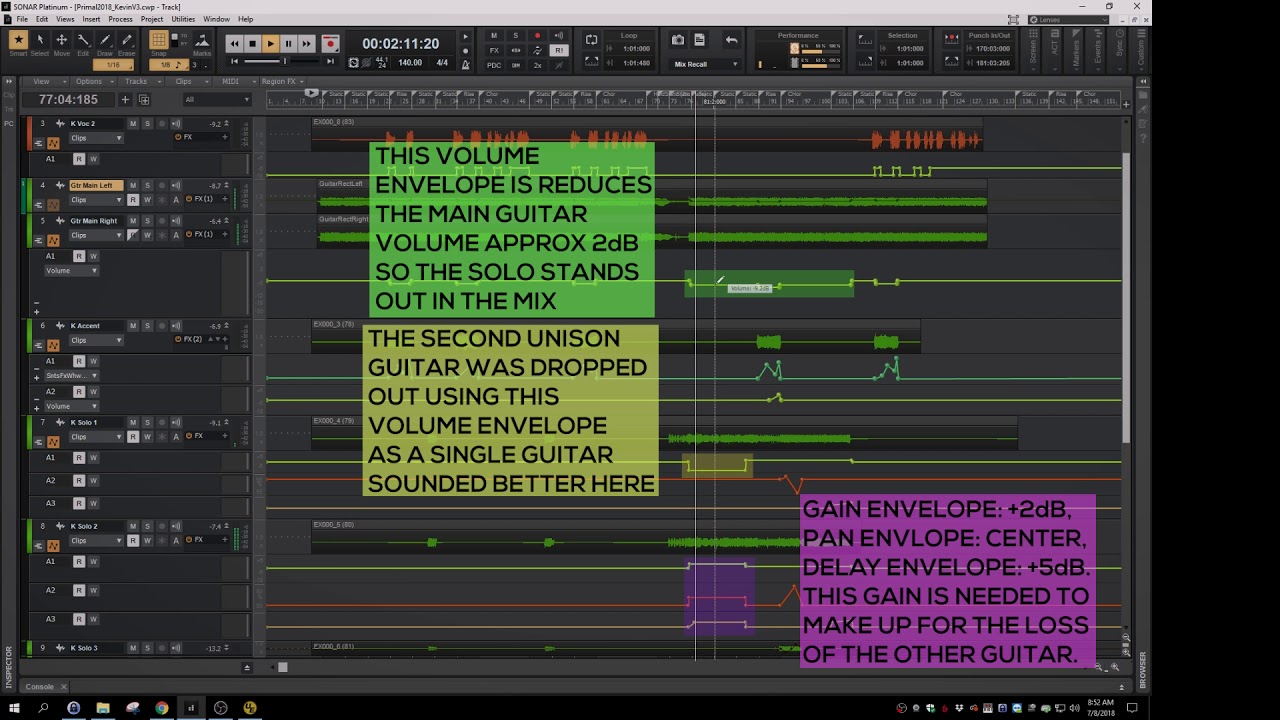 Using Automation in Sonar Platinum to Manage Multiple Guitar Tracks