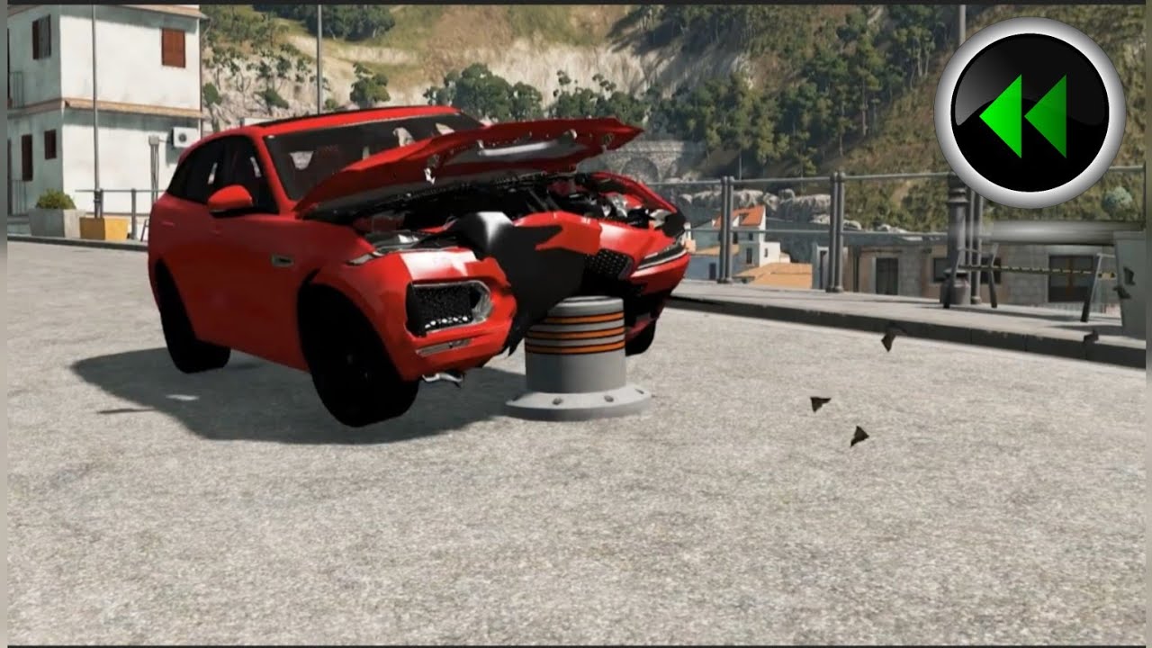 Cars vs Bollards - BeamNG.Drive - Reverse Cars vs Bollards