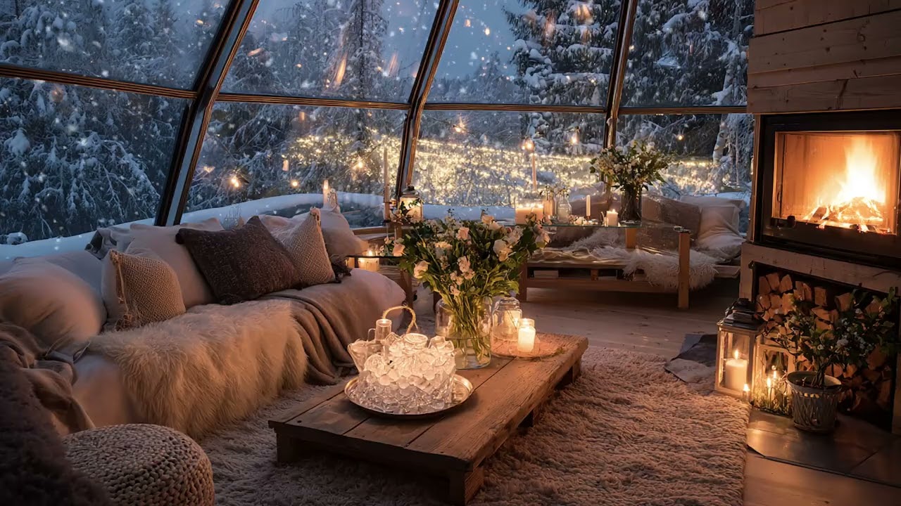 Firelight and Winter Wind | Cozy Night Ambience for Relaxation 🔥🌙