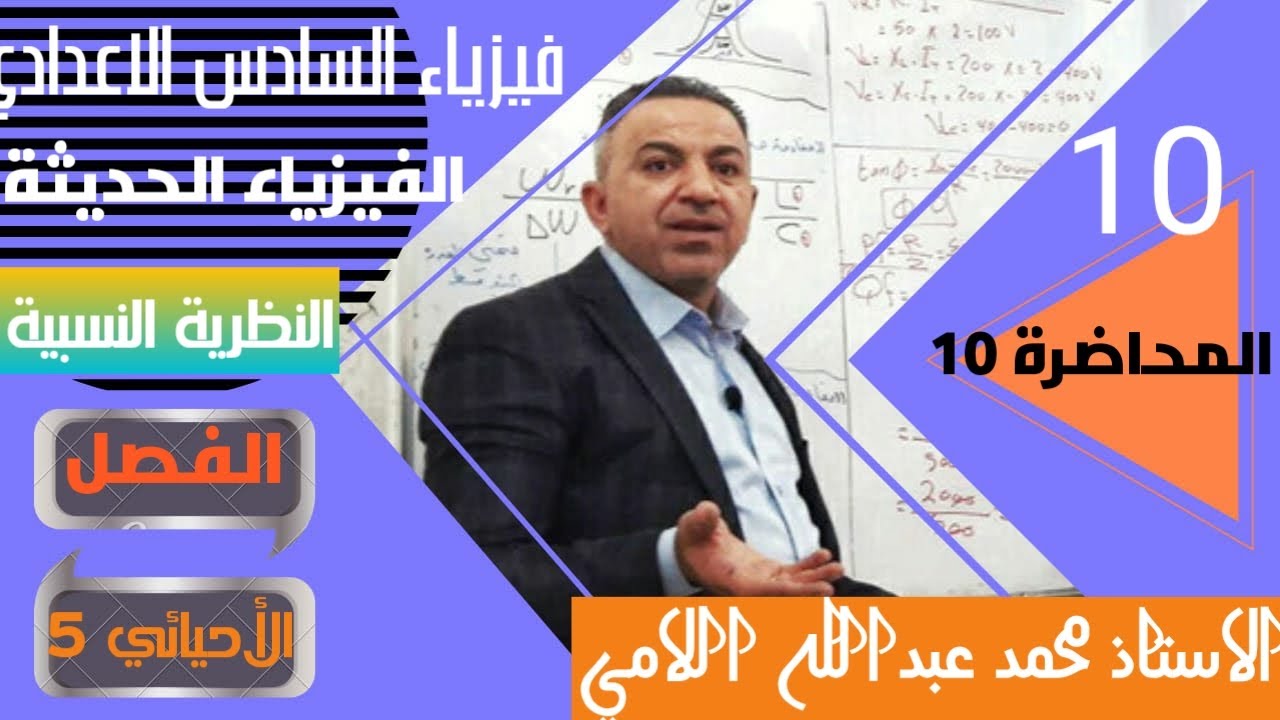 الفيزياء الحديثة(المحاضرة العاشرة) النضرية النسبية للسادس العلمي الفرع(الاحيائي) الاستاذ محمد اللامي