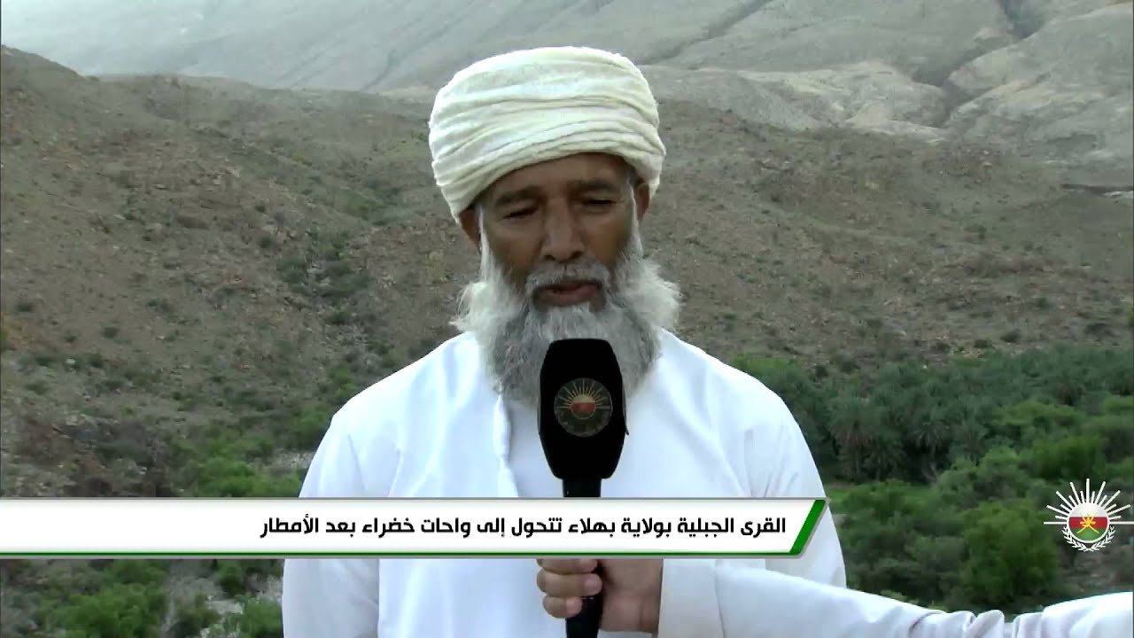 القرى الجبلية بولاية بهلاء تتحول إلى واحات خضراء بعد الأمطار