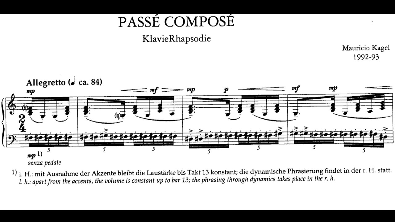 Mauricio Kagel - Passé composé (Sheet+Audio)