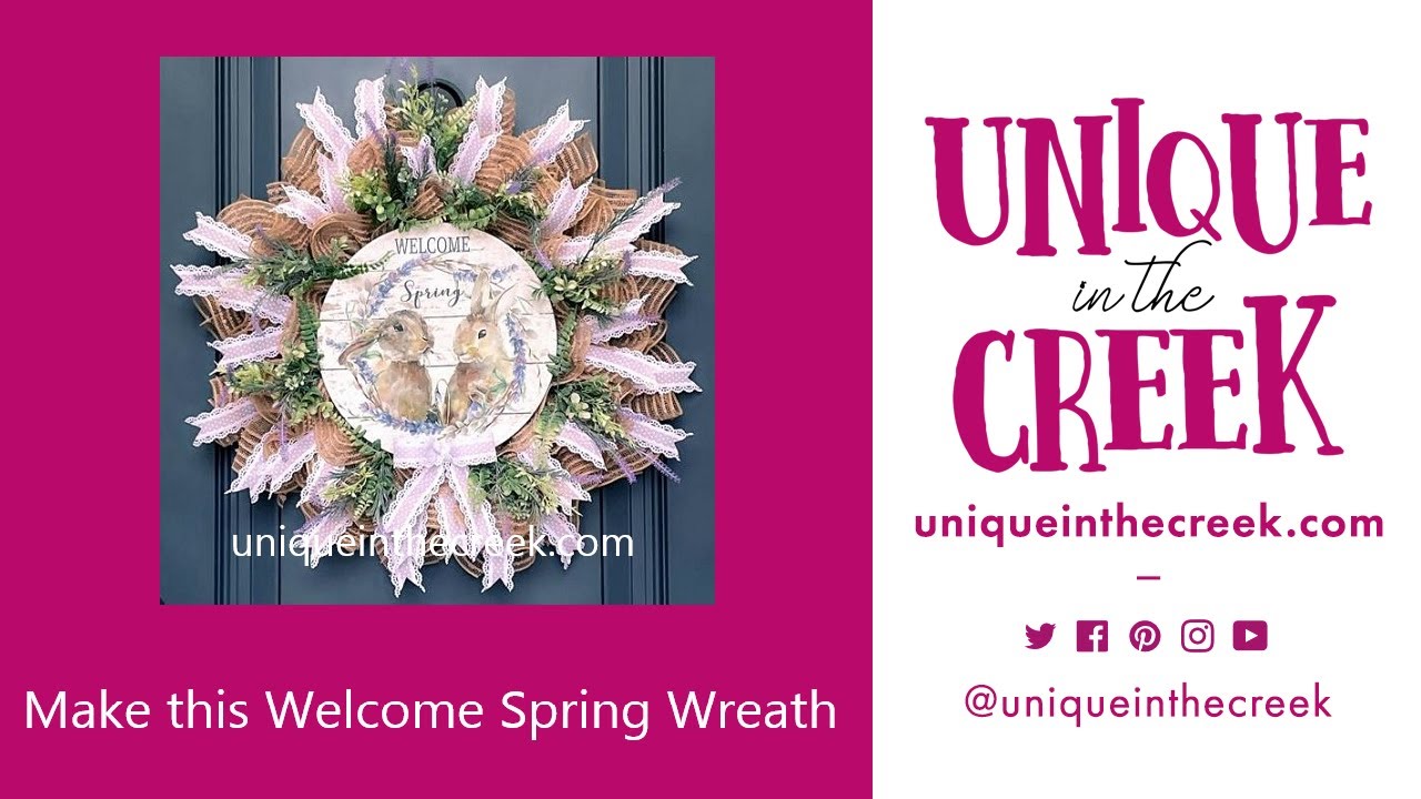DIY Spring Bunny Deco Mesh Floral Wreath on UITC Large Board