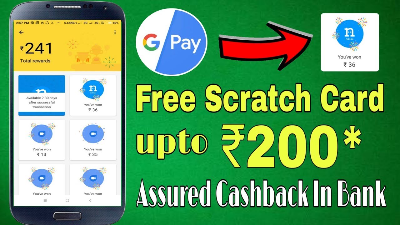 Google Pay New Scratch Card Offer Upto ₹200 assured Cashback !! Google pay-Niki scratch card offer