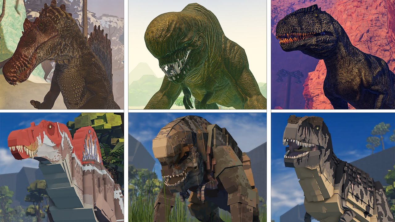 JURASSIC BLOCKY Vs PRIMAL PURSUIT D-Rex & Spinosaurus & Giganotosaurus