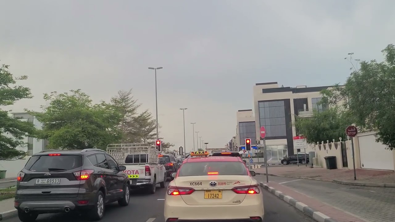 [4K]Dubai's BEST Road Trip in Rain to Jumeira Beach hotel AI AE