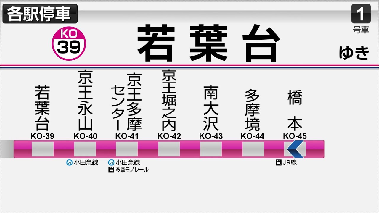 【自動放送】京王相模原線　各停若葉台行　LCD再現(都営10-300形)