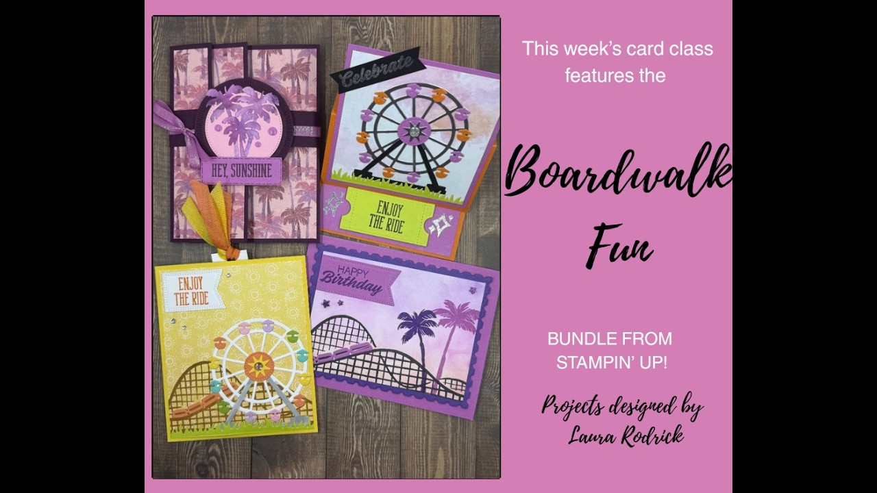 Boardwalk Fun!  Showing fun cards and a cute treat holder created with this bundle from Stampin' Up!