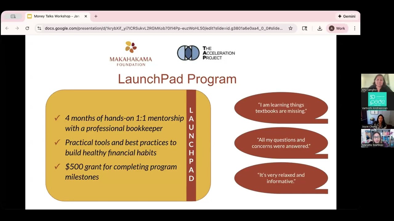 Take Charge of Your Money: Grant & Mentorship | Makahakama Foundation's LaunchPad Program