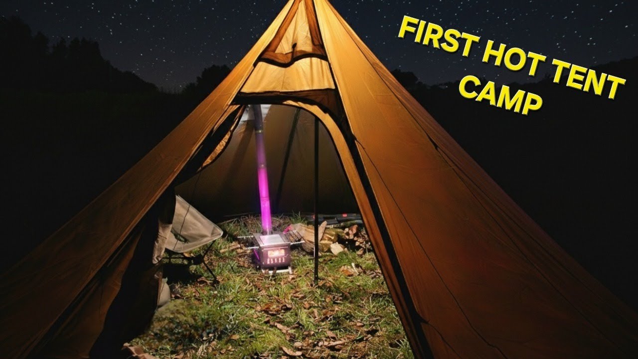 First hot tent camp in the CHEAPEST setup I could find! | Hot tent + Stove for $144!