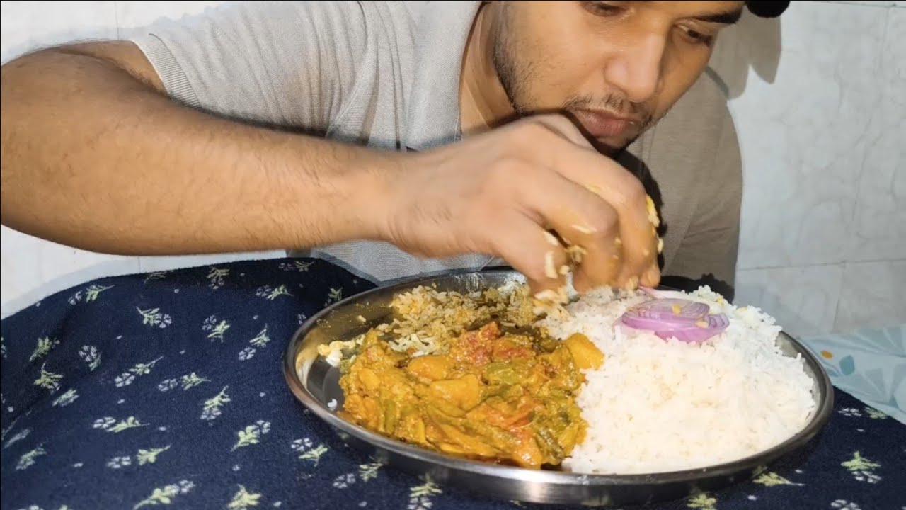 PAPDI BHAJI WITH RICE #ASMR #mukbang #video #food #foodie #eating 