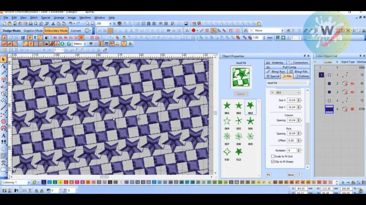 12-دورة تطريز : كيفية إنشاء موتيف How to make Motif Run