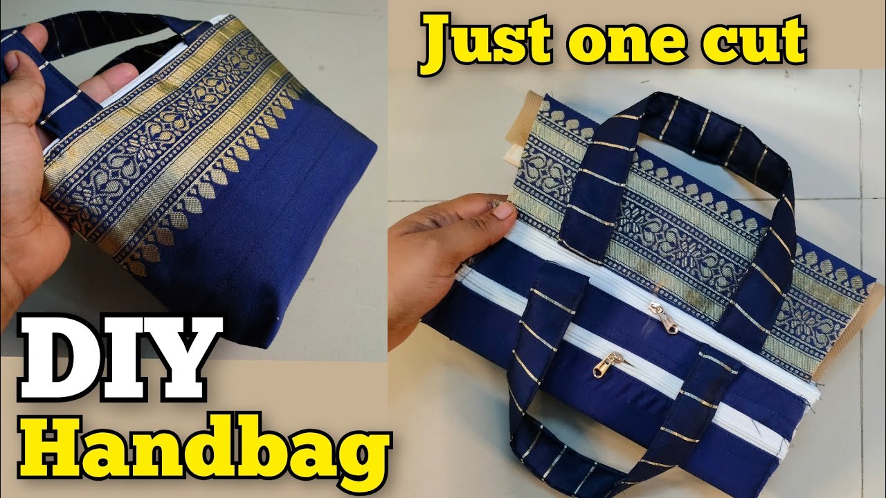 सिंगल एक कट लगाओ और बैग तैयार | single cut and bag Ready - Ladies purse /handbag /bag making at home