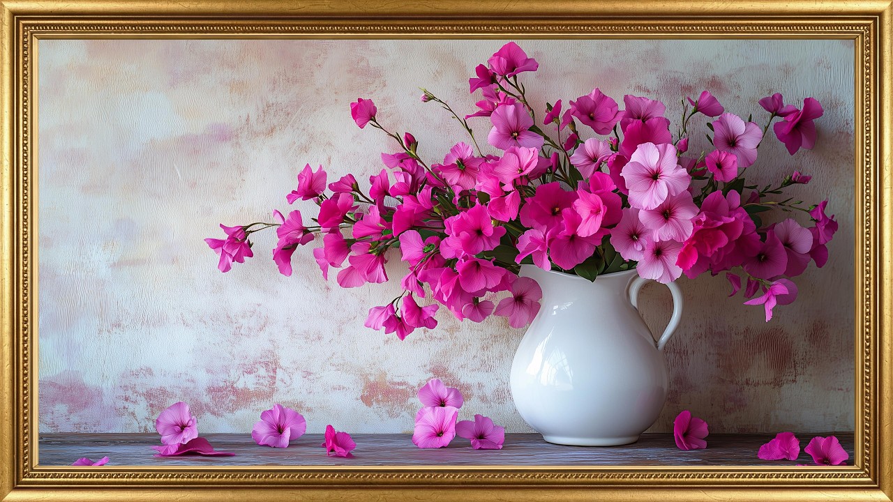 Joyful Pink Spring Flowers 🌸 Elegant Floral Art | Frame TV Art Screensaver with Soft Piano 4K