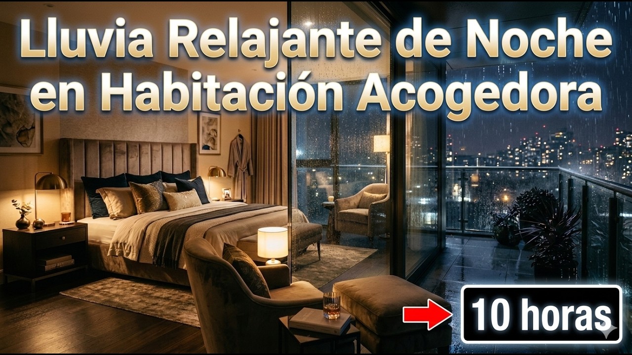 Lluvia Relajante de Noche en Habitación Acogedora 🌧️ Sonidos para Dormir, Estudiar y Concentrarse🌧️