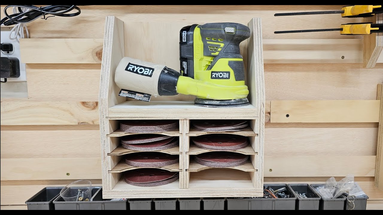 French Cleat Orbital Sander and Sandpaper Storage  #woodworking