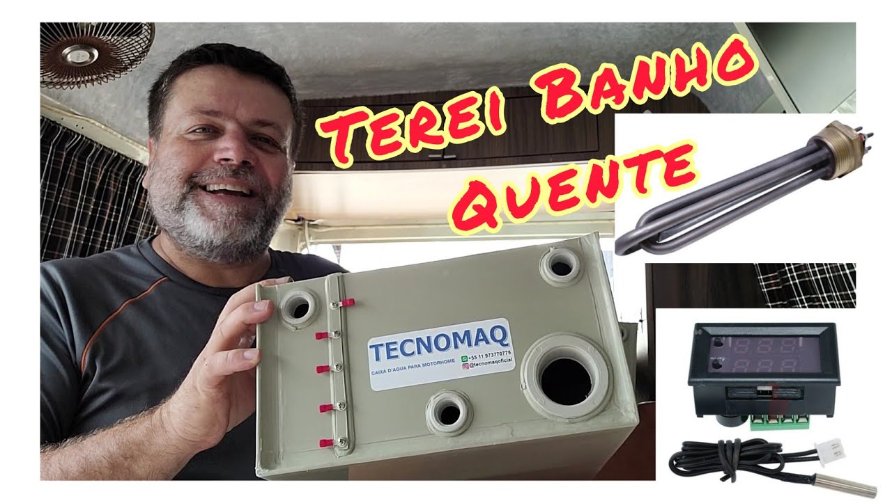 Agua banho aquecida por energia Solar na Kombi ou Motorhome nas melhores caixas dagua #energiasolar