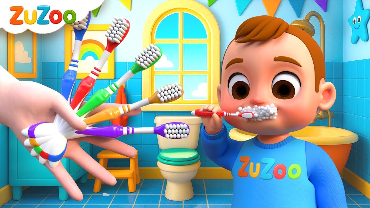 5 फिंगर फैमिली – अच्छी आदतें | Toothbrush Routine Geet | ZuZoo Hindi Rhymes