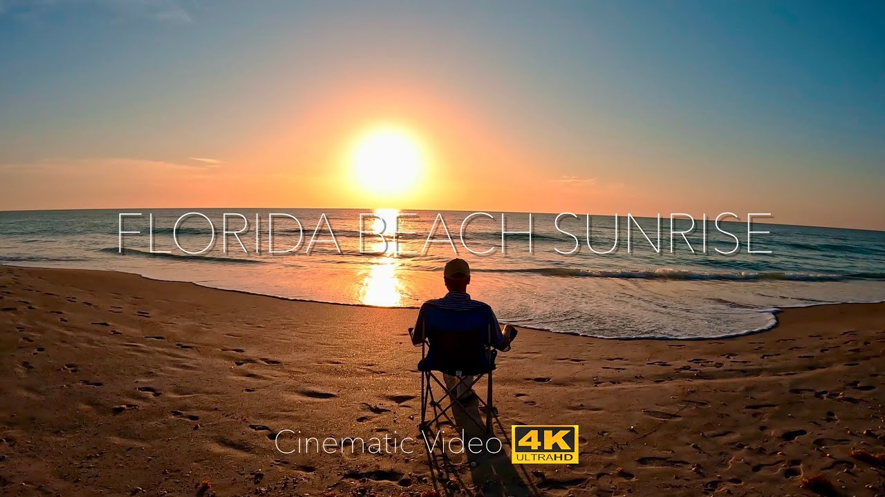 A Beautiful Relaxing Sunrise At A Beach In Florida. 4K Cinematic Video - Dolby Vision