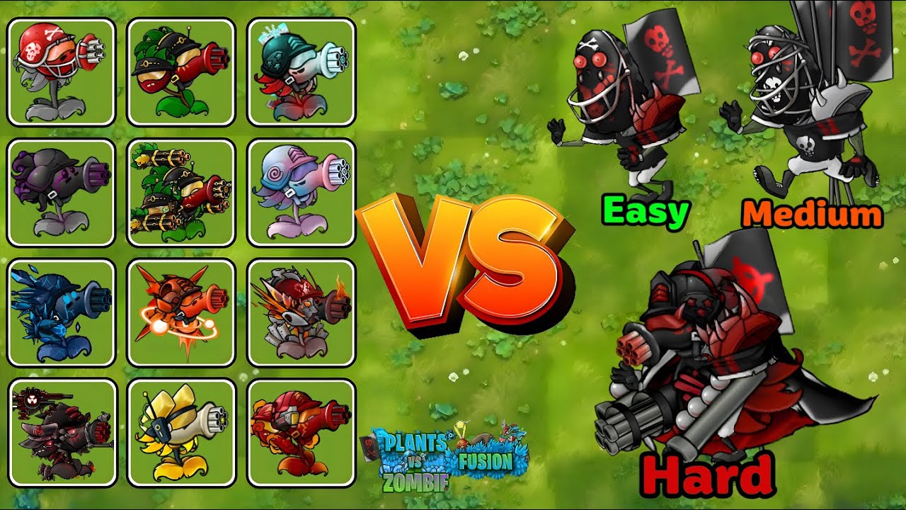 Gatling Gun Fusion VS Black Rugby Zombies - PvZ Fusion 3.3.1