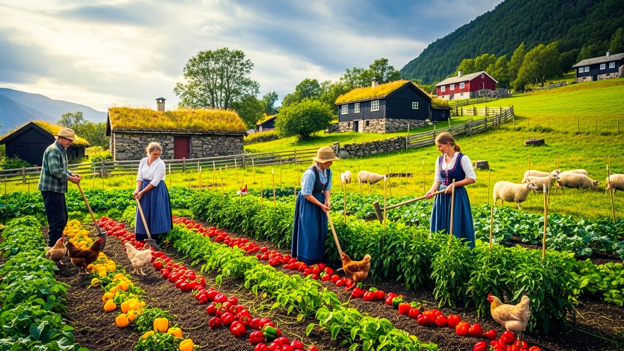 Peaceful Country Life in Norway &ndash; Livestock Farming, Raspberry Harvesting, and of Rural Living
