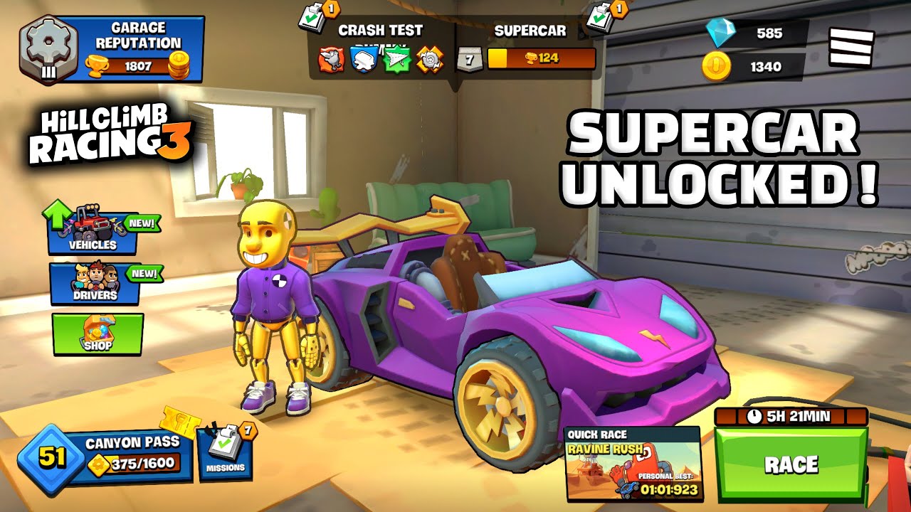 Hill Climb Racing 3 - New Vehicle SUPERCAR Unlocked and Fully Upgraded | GamePlay Walkthrough