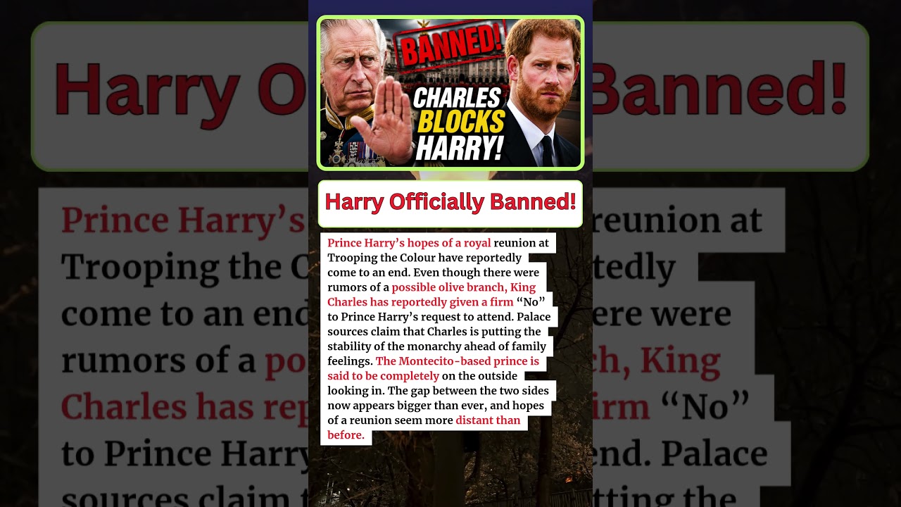 JUST IN: King Charles Permanently Blocks Prince Harry&rsquo;s Trooping Return &mdash; Report