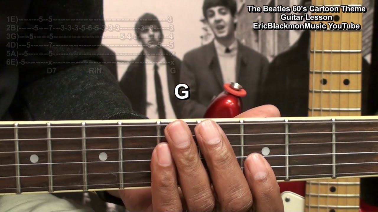 The BEATLES 60's CARTOON THEME Guitar Lesson EEMusicLIVE @EricBlackmonGuitar