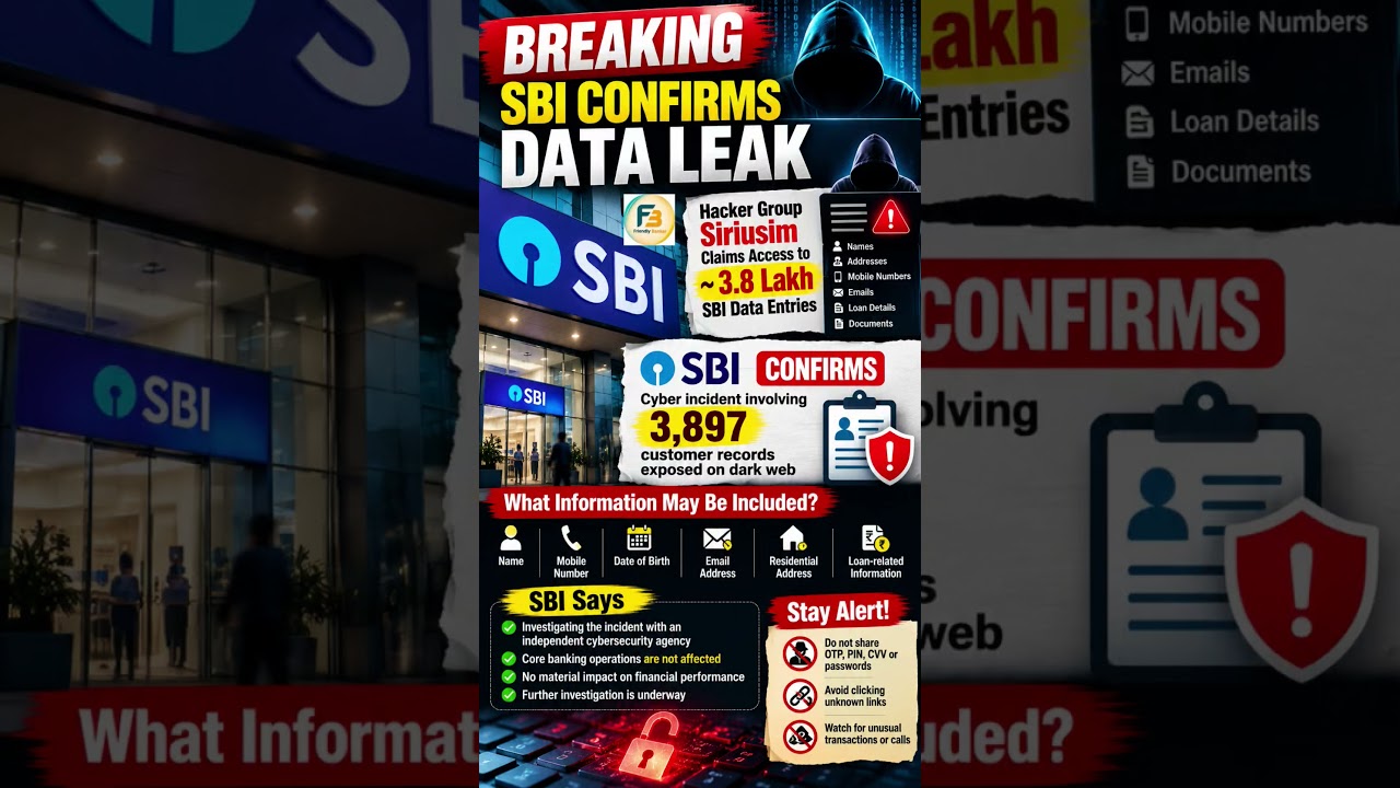 🚨 SBI CONFIRMS CUSTOMER DATA EXPOSURE AFTER DARK-WEB LEAK CLAIM