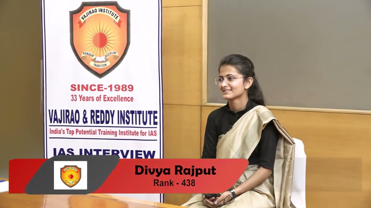 Divya Tanwar IAS Topper 2022 (Hindi Medium) | Best IAS Mock Interview - Vajirao & Reddy Institute