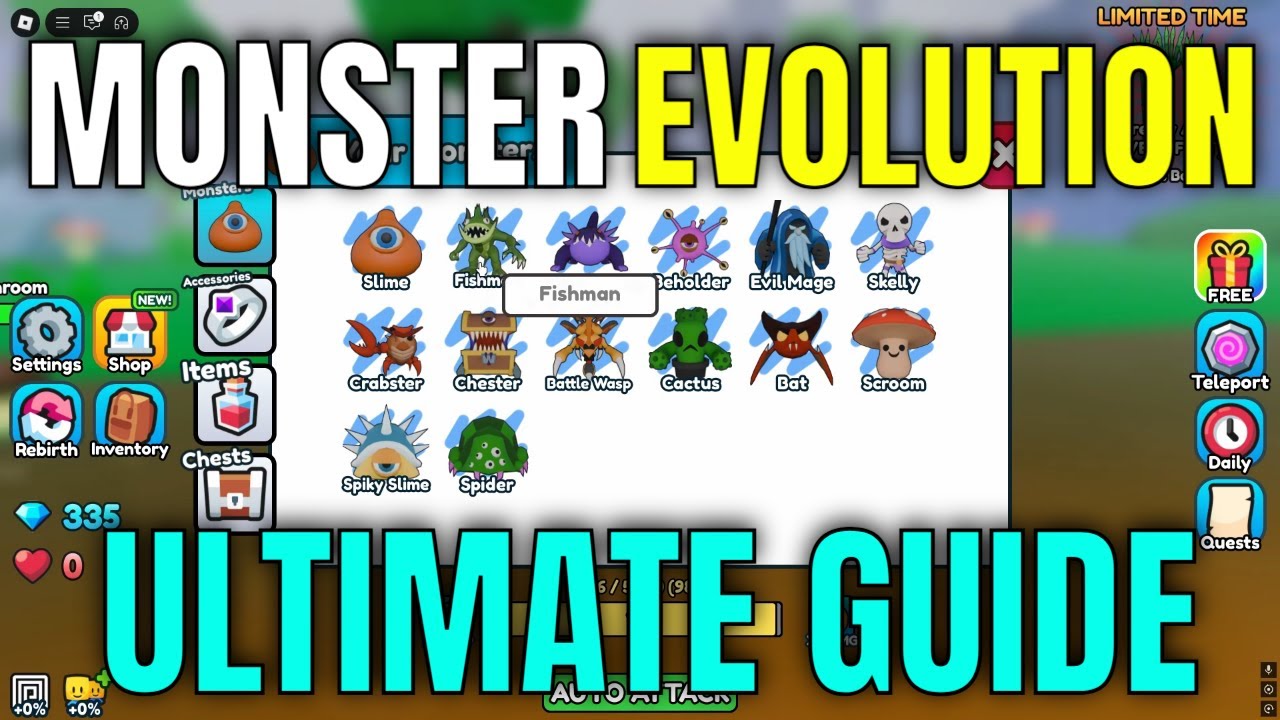 MONSTER EVOLUTION ULTIMATE GUIDE! (Monsters, Gems, Level Up) - Roblox