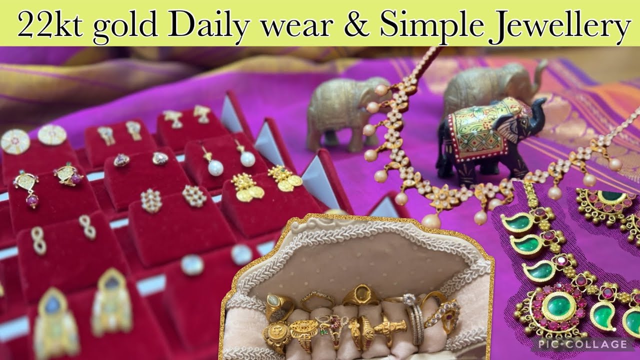 Gold Jewellery-Daily Wear।Earrings | Rings |simple necklace | pendents #gold #teluguvlogs #jewellery